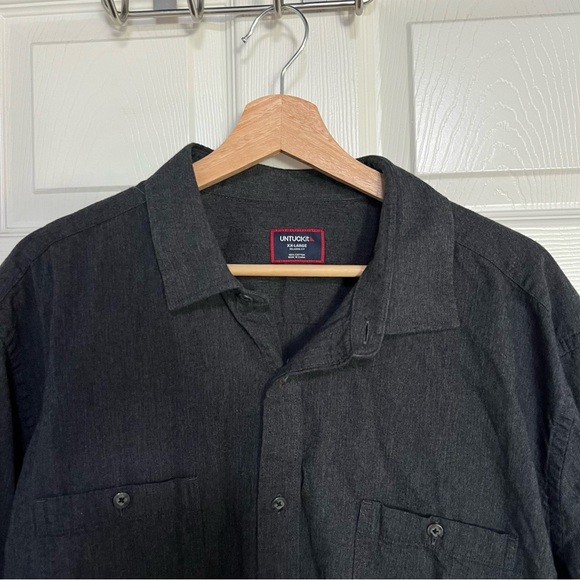 UNTUCKit Hemsworth Flannel Shirt Dark Gray Men’s XXLarge Long Sleeve Relaxed Fit - Picture 13 of 14